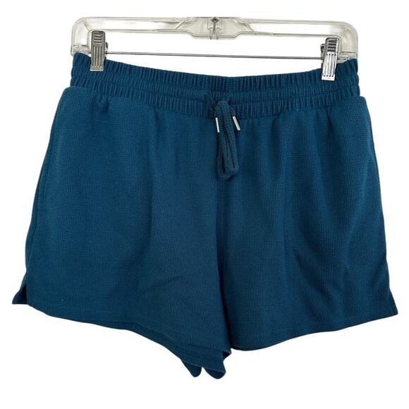 Victorias Secret Womens Shorts Medium Blue Sweat Drawstring Casual Lounge Pocket - Picture 1 of 9